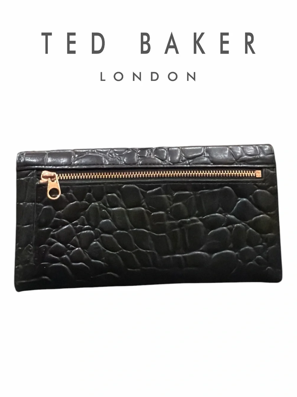 Ted‎ Baker Black Croc-Embossed Leather Wallet